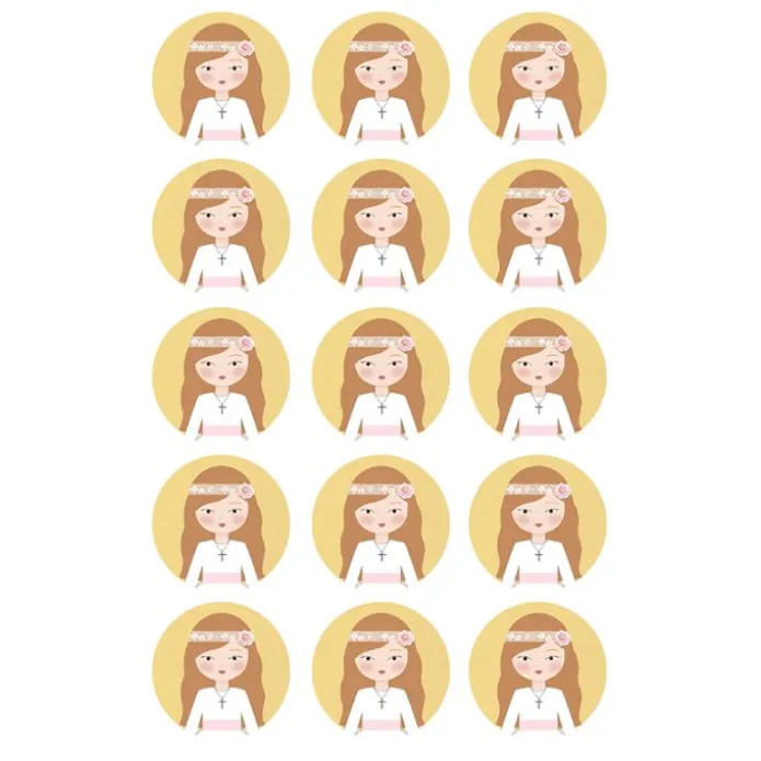 Papel de azúcar - Círculos de 5 cm (15) Carlota Comunión - Impresión personalizada