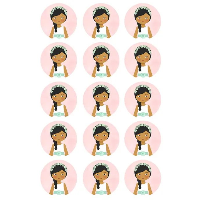 Papel de azúcar - Círculos de 5 cm (15) Carlota Comunión - Impresión personalizada