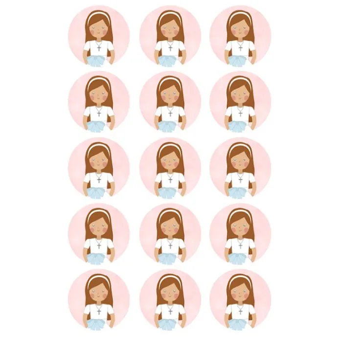 Papel de azúcar - Círculos de 5 cm (15) Paloma Comunión - Impresión comestible personalizada