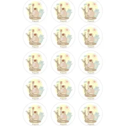 Papel de azúcar - 15 círculos iguales de 5 cm Nombre y rótulo Animalitos - Impresión comestible personalizada