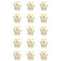 Papel de azúcar - 15 círculos iguales de 5 cm Nombre y rótulo Animalitos - Impresión comestible personalizada