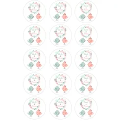 Papel de azúcar - 15 círculos iguales de 5 cm Nombres boda - Impresión personalizada