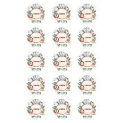 Papel de azúcar - 15 círculos iguales de 5 cm Nombre animalitos selva - Impresión comestible personalizada