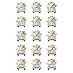 Papel de azúcar - 15 círculos iguales de 5 cm Nombre coche animalitos selva - Impresión comestible personalizada