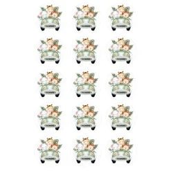 Papel de azúcar - 15 círculos iguales de 5 cm Nombre coche animalitos selva - Impresión comestible personalizada