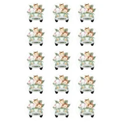 Papel de azúcar - 15 círculos iguales de 5 cm Nombre coche animalitos selva - Impresión comestible personalizada