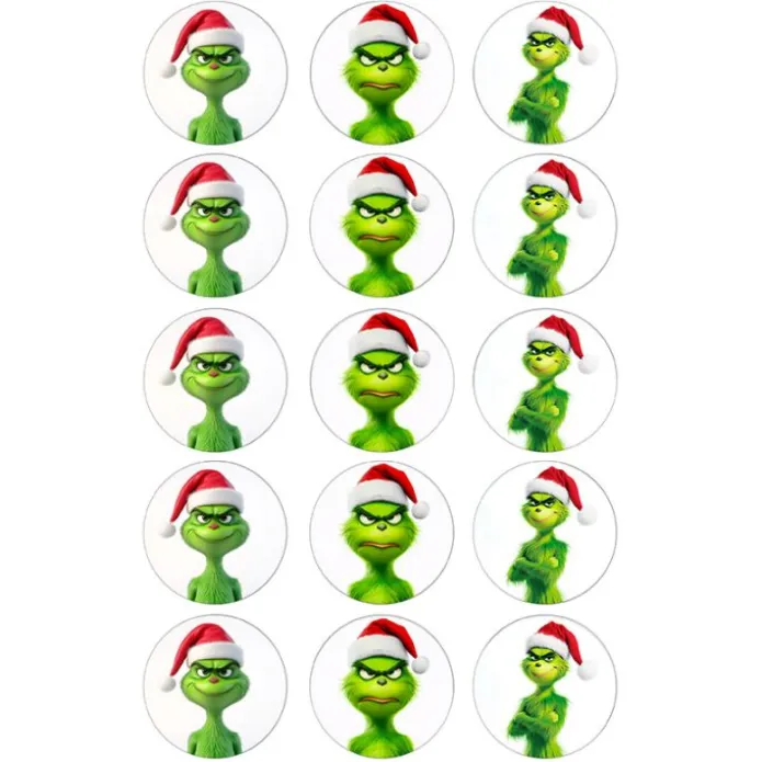 Papel de azúcar de El Grinch - 5 cm (15) - María Lunarillos