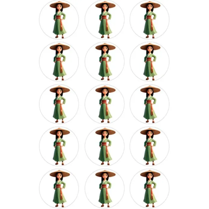 Papel de azúcar de la Princesa Mulán - 5 cm (15) - María Lunarillos