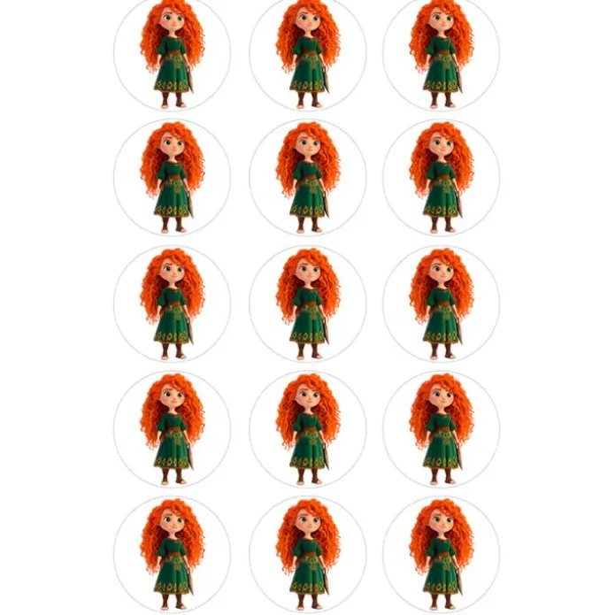 Papel de azúcar de la Princesa Mérida - 5 cm (15) - María Lunarillos