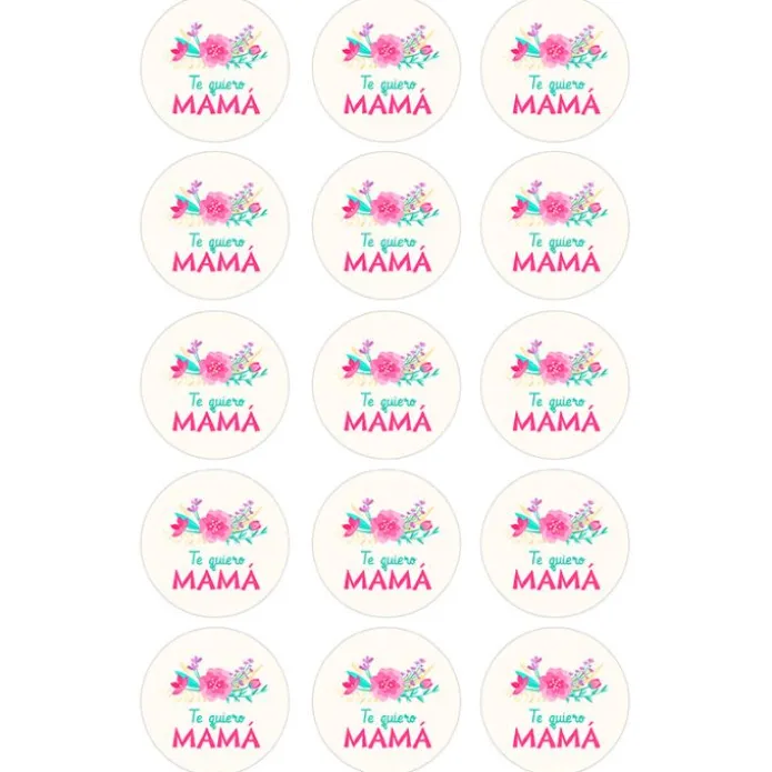 Papel de azúcar de Te quiero Mamá - 5 cm (15) - María Lunarillos