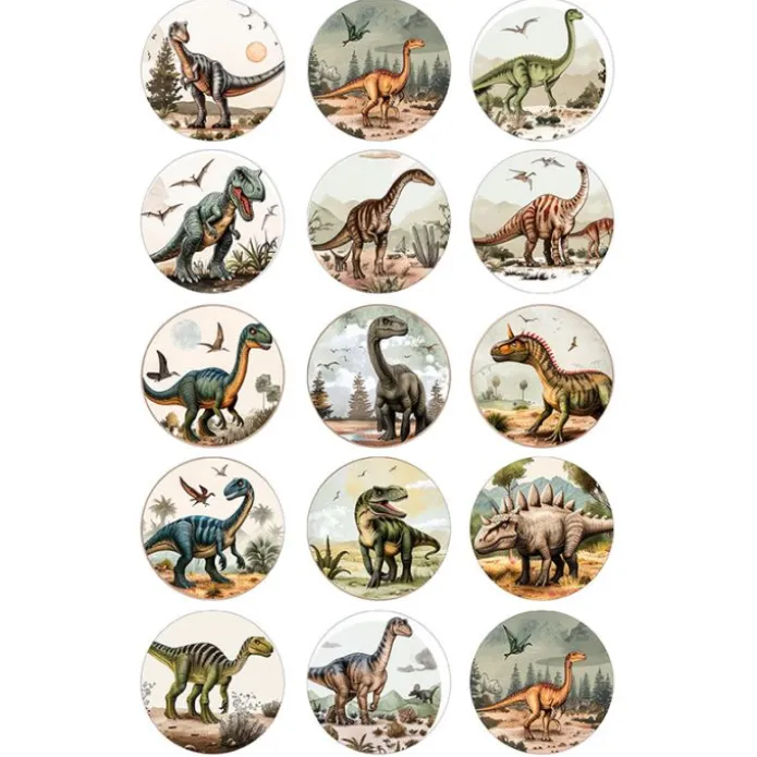 Papel de azúcar Dinosaurios mix 5 cm (15) - María Lunarillos