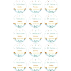 Papel de azúcar - 15 diseños iguales en Círculos de 5 cm Nombre y fecha Mi Bautizo 1 - Impresión comestible personalizada