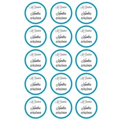 Papel de azúcar - 15 diseños iguales en Círculos de 5 cm Nombre y fecha Mi bautizo - Impresión comestible personalizada