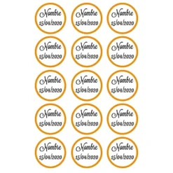 Papel de azúcar - 15 diseños iguales en Círculos de 5 cm Nombre y fecha Nacimiento - Impresión comestible personalizada