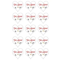 Papel de azúcar - 15 diseños iguales en Círculos de 5 cm Nombres Just Married - Impresión personalizada