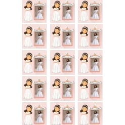 Papel de azúcar - 15 diseños iguales en Cuadrados de 5 cm Mi primera comunión (rosa) con foto personalizada