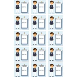Papel de azúcar - 15 diseños iguales en Cuadrados de 5 cm Mi primera comunión (azul) con foto personalizada