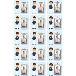 Papel de azúcar - 15 diseños iguales en Cuadrados de 5 cm Mi primera comunión (azul) con foto personalizada