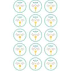 Papel de azúcar - 15 diseños iguales en Círculos de 5 cm Nombre y fecha Eucaristía Comunión - Impresión comestible personalizada