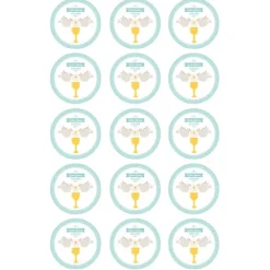Papel de azúcar - 15 diseños iguales en Círculos de 5 cm Nombre y fecha Eucaristía Comunión - Impresión comestible personalizada