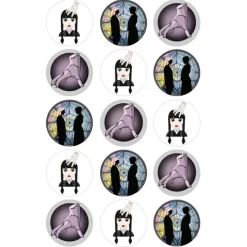 Papel de azúcar familia Addams 5 cm (15) - María Lunarillos