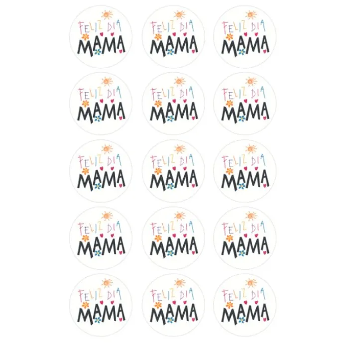 Papel de azúcar Feliz día Mamá 5 cm (15) - María Lunarillos