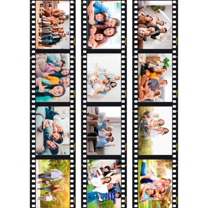 Papel de azúcar - 12 fotos diferentes en Tiras de película 6,5 x 4,5 cm Efecto Film - Impresión comestible personalizada