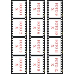 Papel de azúcar - 12 fotos diferentes en Tiras de película 6,5 x 4,5 cm Efecto Film - Impresión comestible personalizada