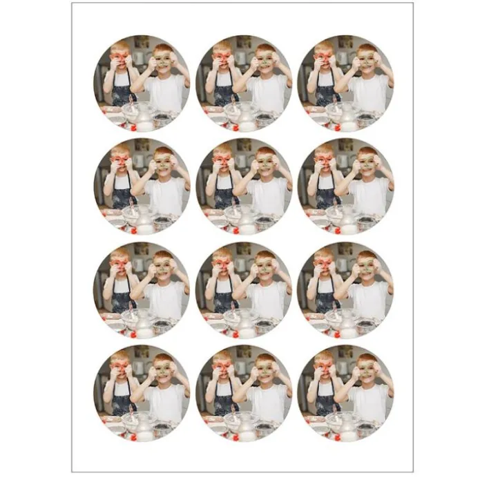 Papel de azúcar - 12 fotos iguales en Círculos de 6 cm - Impresión comestible personalizada