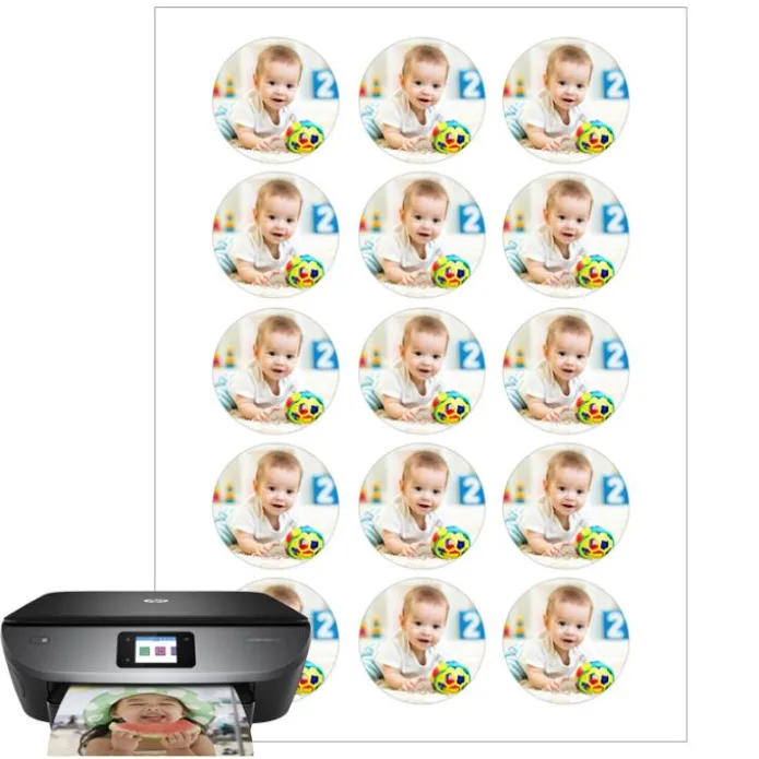 Papel de azúcar - 15 fotos iguales en Círculos de 5 cm - Impresión comestible personalizada