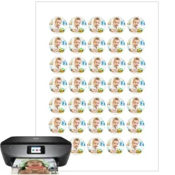 Papel de azúcar - 35 fotos iguales en Círculos de 3 cm - Impresión comestible personalizada