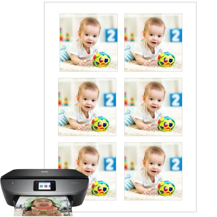 Papel de azúcar - 6 fotos iguales en Cuadrados de 8 cm - Impresión comestible personalizada