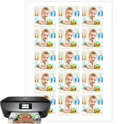 Papel de azúcar - 15 fotos iguales en Cuadrados de 5 cm - Impresión comestible personalizada