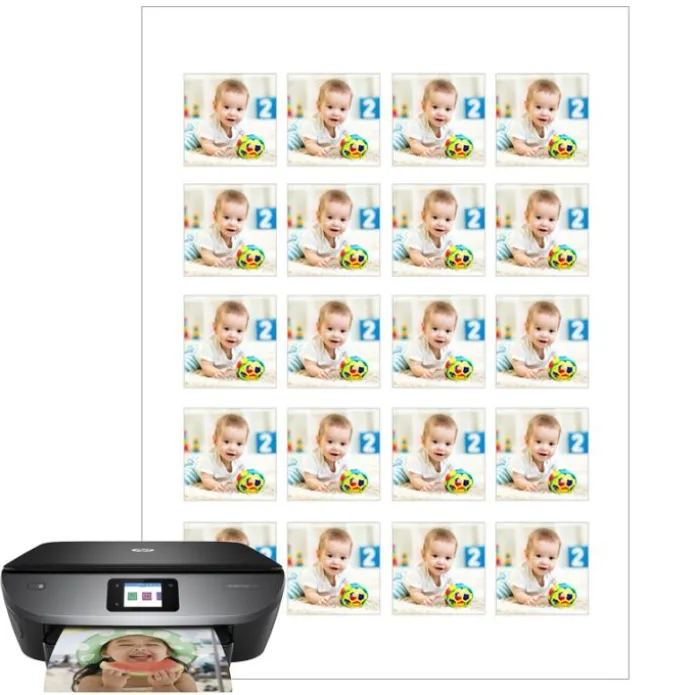 Papel de azúcar - 20 fotos iguales en Cuadrados de 4 cm - Impresión comestible personalizada