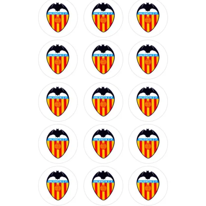 Papel de azúcar fútbol Escudo Valencia C.F. 5 cm (15) - María Lunarillos