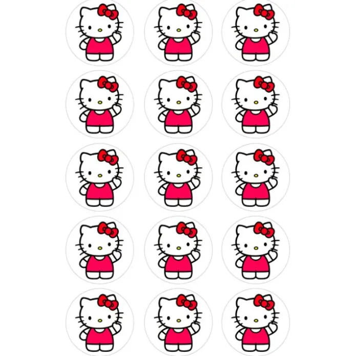 Papel de azúcar Hello Kitty 3 - 5 cm (15) - María Lunarillos