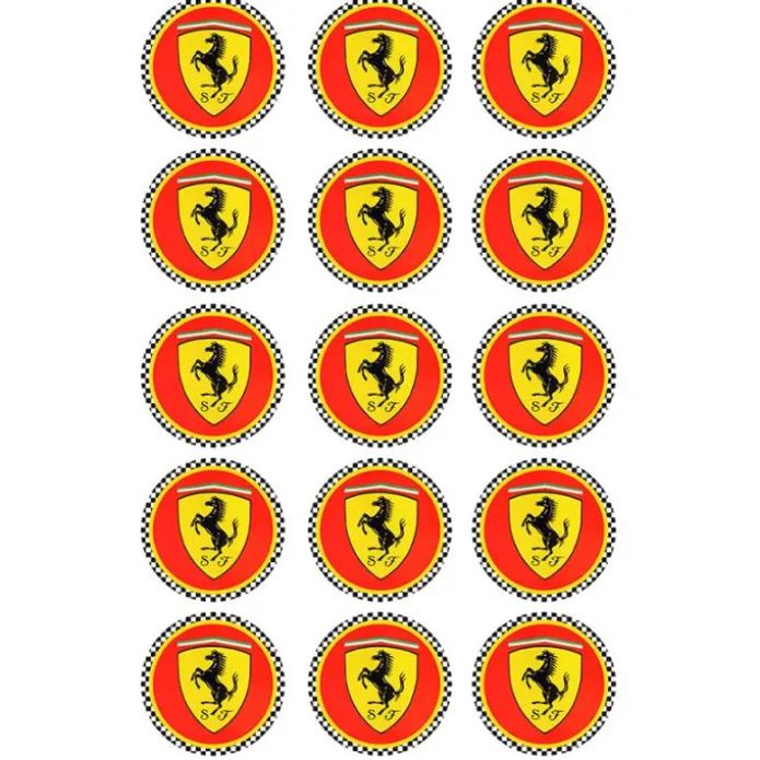 Papel de azúcar Logotipo Ferrari - 5 cm (15) - María Lunarillos
