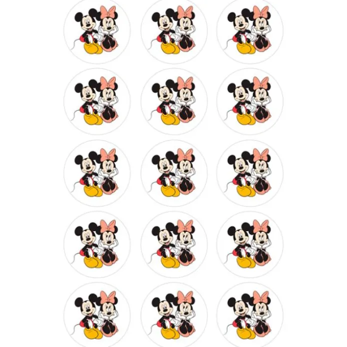 Papel de azúcar Mickey y Minnie Mouse 5 cm (15) - María Lunarillos
