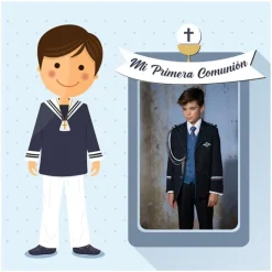 Papel de azúcar - Mi Primera Comunión (azul) con foto personalizada 20 cm - Impresión personalizada