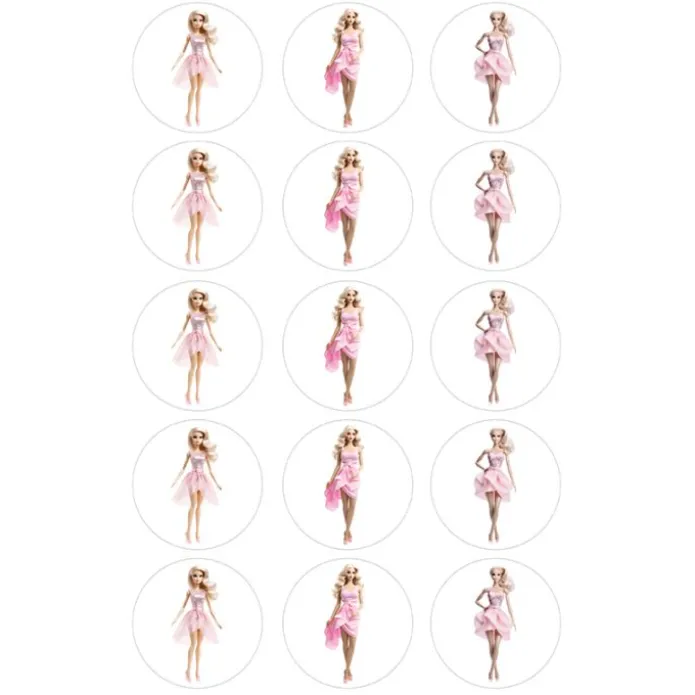 Papel de azúcar muñecas Barbies 5 cm (15) - María Lunarillos