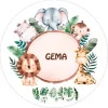 Papel de azúcar - Nombre animalitos selva 20 cm - Impresión personalizada