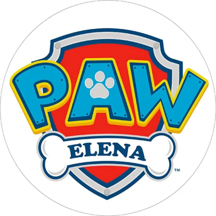 Papel de azúcar - Nombre Patrulla Canina 20 cm - Impresión comestible personalizada