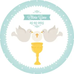 Papel de azúcar - Nombre y fecha Eucaristía Comunión 20 cm - Impresión comestible personalizada