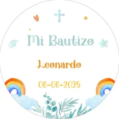 Papel de azúcar - Nombre y fecha Mi Bautizo 1 - 20 cm - Impresión comestible personalizada