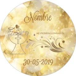Papel de azúcar - Nombre y fecha Mi primera comunión 20 cm - Impresión comestible personalizada