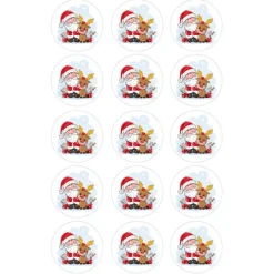 Papel de azúcar Papá Noel y Reno - 5 cm (15) - María Lunarillos