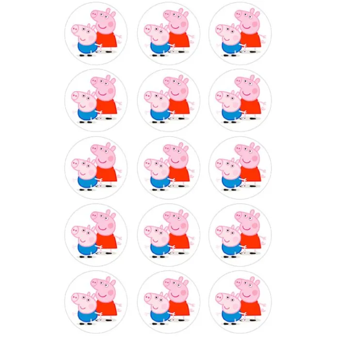 Papel de azúcar Peppa Pig - 5 cm (15) - María Lunarillos