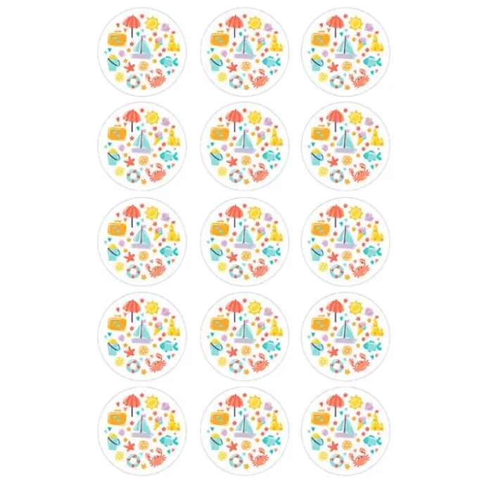 Papel de azúcar Playa mix 5 cm (15) - María Lunarillos