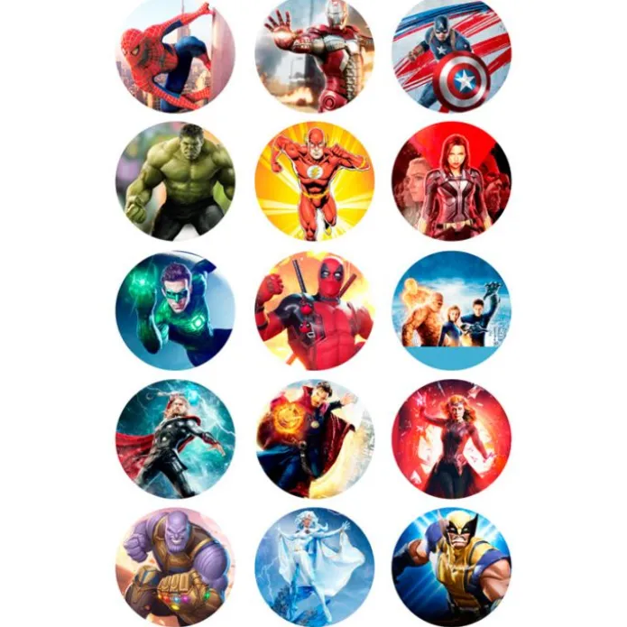 Papel de azúcar Superhéroes 5 cm (15) - María Lunarillos