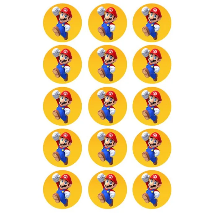 Papel de azúcar Super Mario Bros 5 cm (15) - María Lunarillos